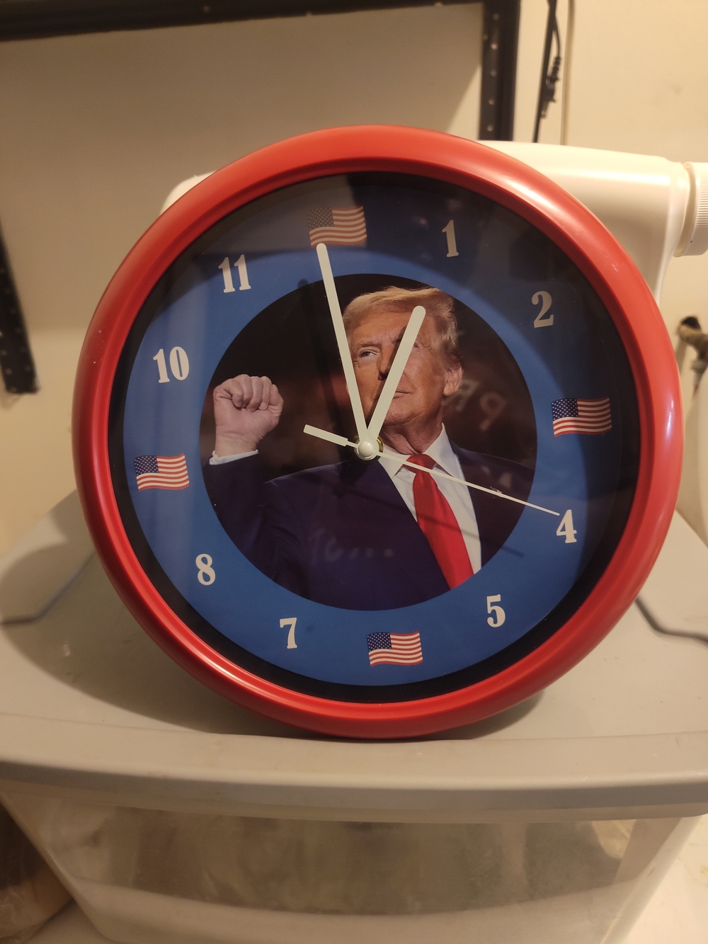 Donald Trump Talking Patriotic Red Wall Clock with Blue Face